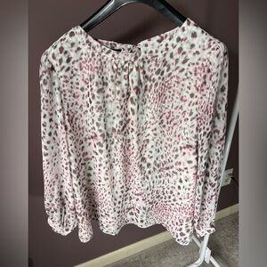 NEW Talbots Top Womens Blouse Pink Snow Leopard Silver Shimmer 3XP